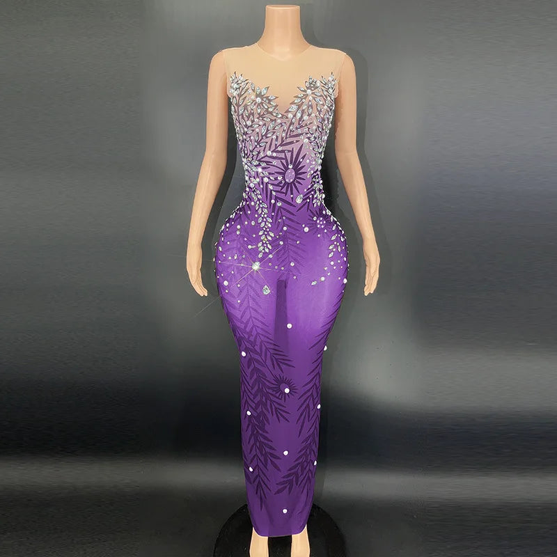 Rhinestones Evening Luxury Long Mermaid Dress Vestidos De Noche Elegante De Lujo Vestido Piedras Brillantes Hochzeitskleid Damen