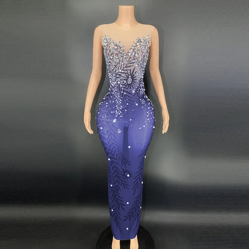 Rhinestones Evening Luxury Long Mermaid Dress Vestidos De Noche Elegante De Lujo Vestido Piedras Brillantes Hochzeitskleid Damen
